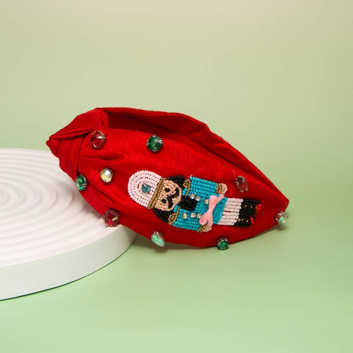 SP Sophia Collection - Wholesale Fashion Headband - Women's - Christmas Nutcracker Crystal Seed Beaded Top Knot Headband1