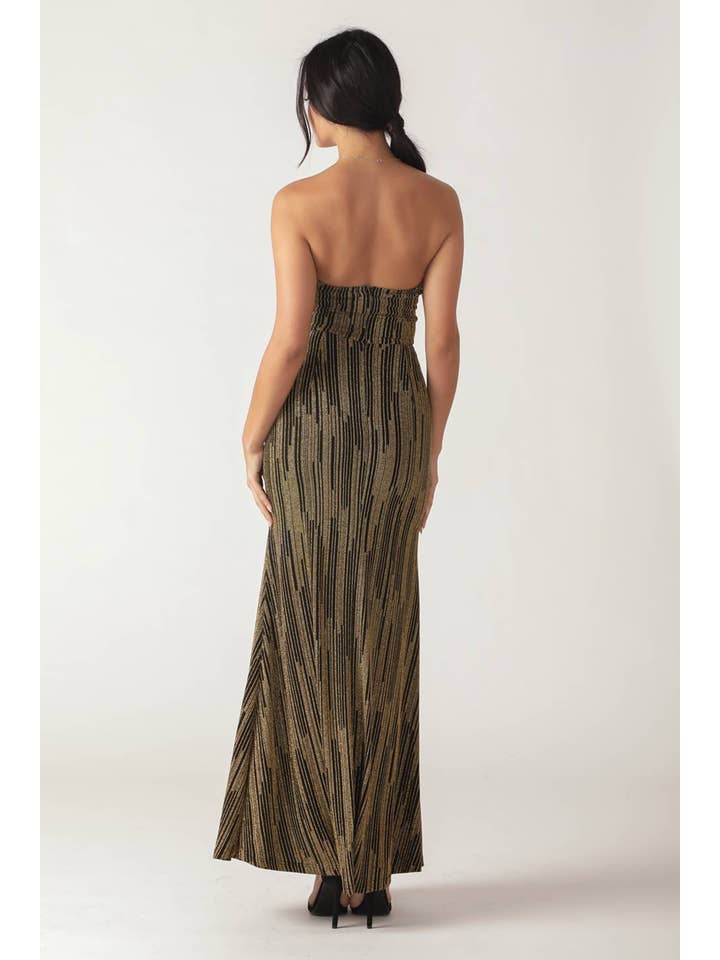 BLACK GOLD A metallic threaded woven maxi dress - ID21812 for wholesale on Faire