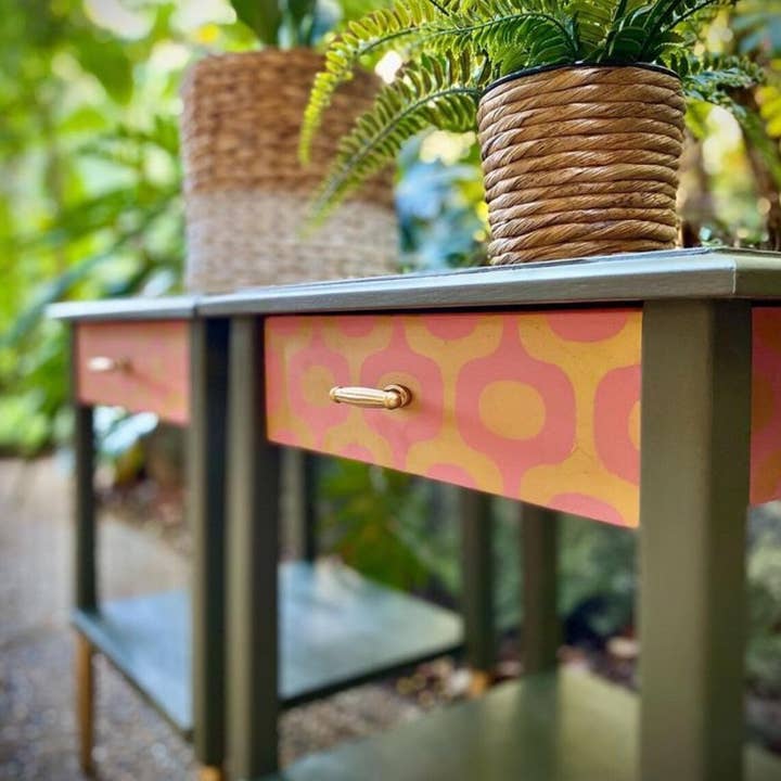 Retro-Tapetenschablone von 1960 für den Großhandel von Belle Stencils