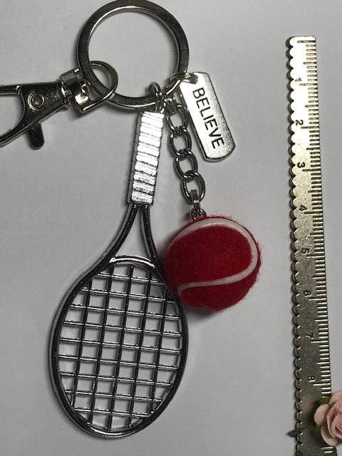 Miss DJ Angel - Wholesale Keychain - Unisex - Tennis racket and ball keychain, gift for tennis player, kawaii tennis racket charm, gift for tennis ball lover4