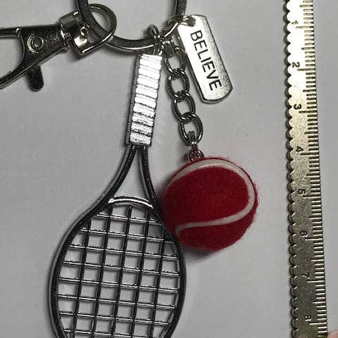 Miss DJ Angel - Wholesale Keychain - Unisex - Tennis racket and ball keychain, gift for tennis player, kawaii tennis racket charm, gift for tennis ball lover4