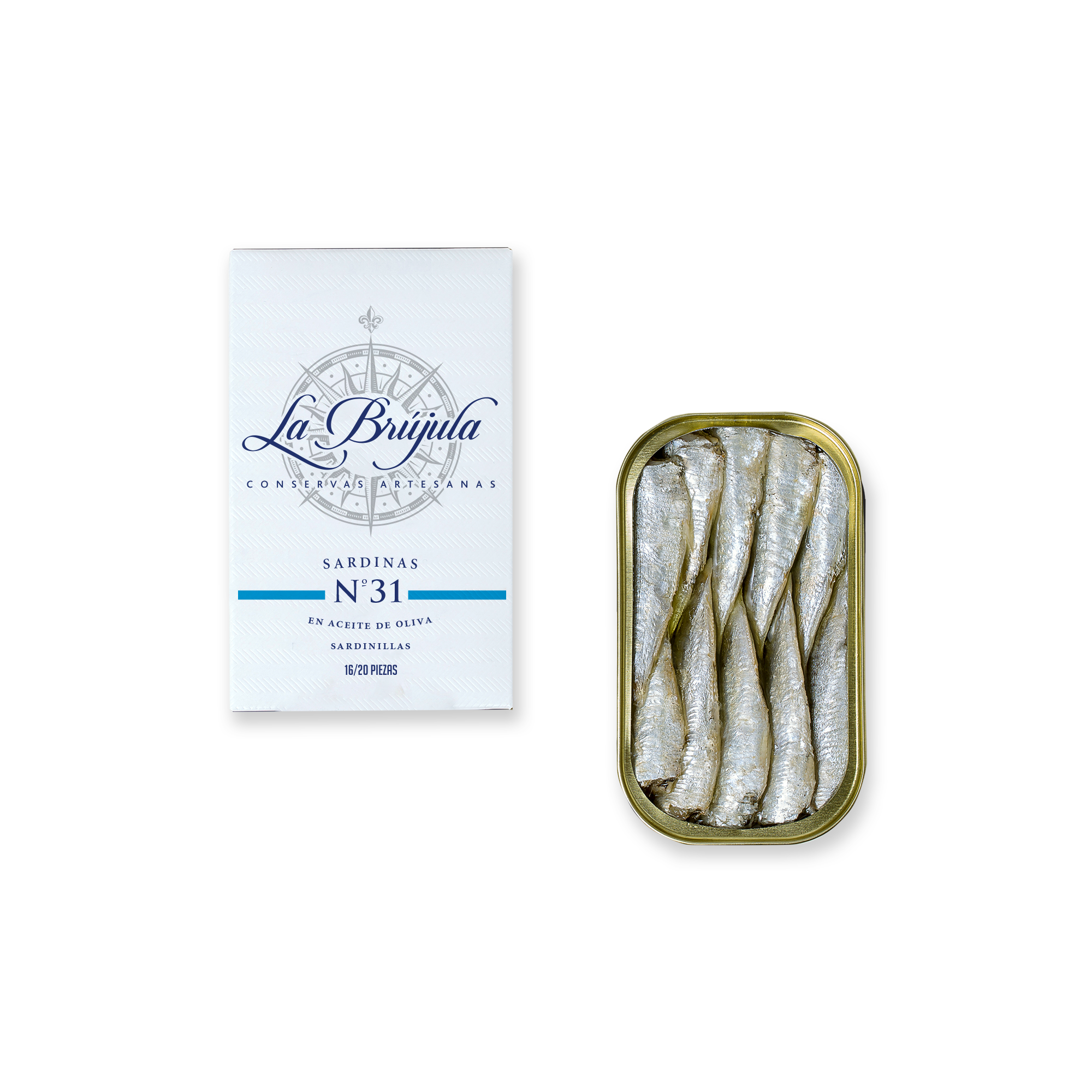 Matiz - Vente Poissons en conserve - La Brujula Petites Sardines à l'Huile d'Olive - boîte de 116g0