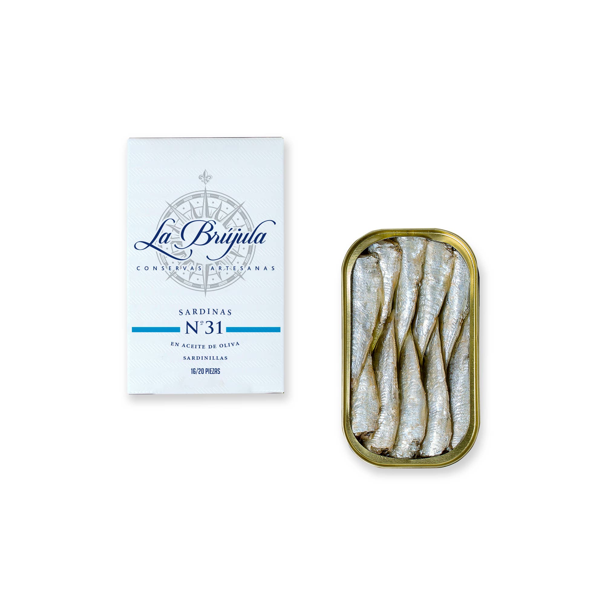 Matiz - Vente Poissons en conserve - La Brujula Petites Sardines à l'Huile d'Olive - boîte de 116g