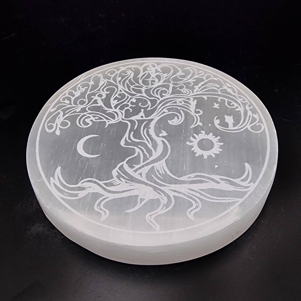 Shamans Crystal - Wholesale Crystal Charging Plate - Tree of Life Selenite Charging Plate  10cm3