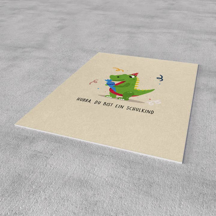 Naturbedacht - Wholesale Postcard - Postcard - School Enrollment - Dinosaur with School Bag - No. 912