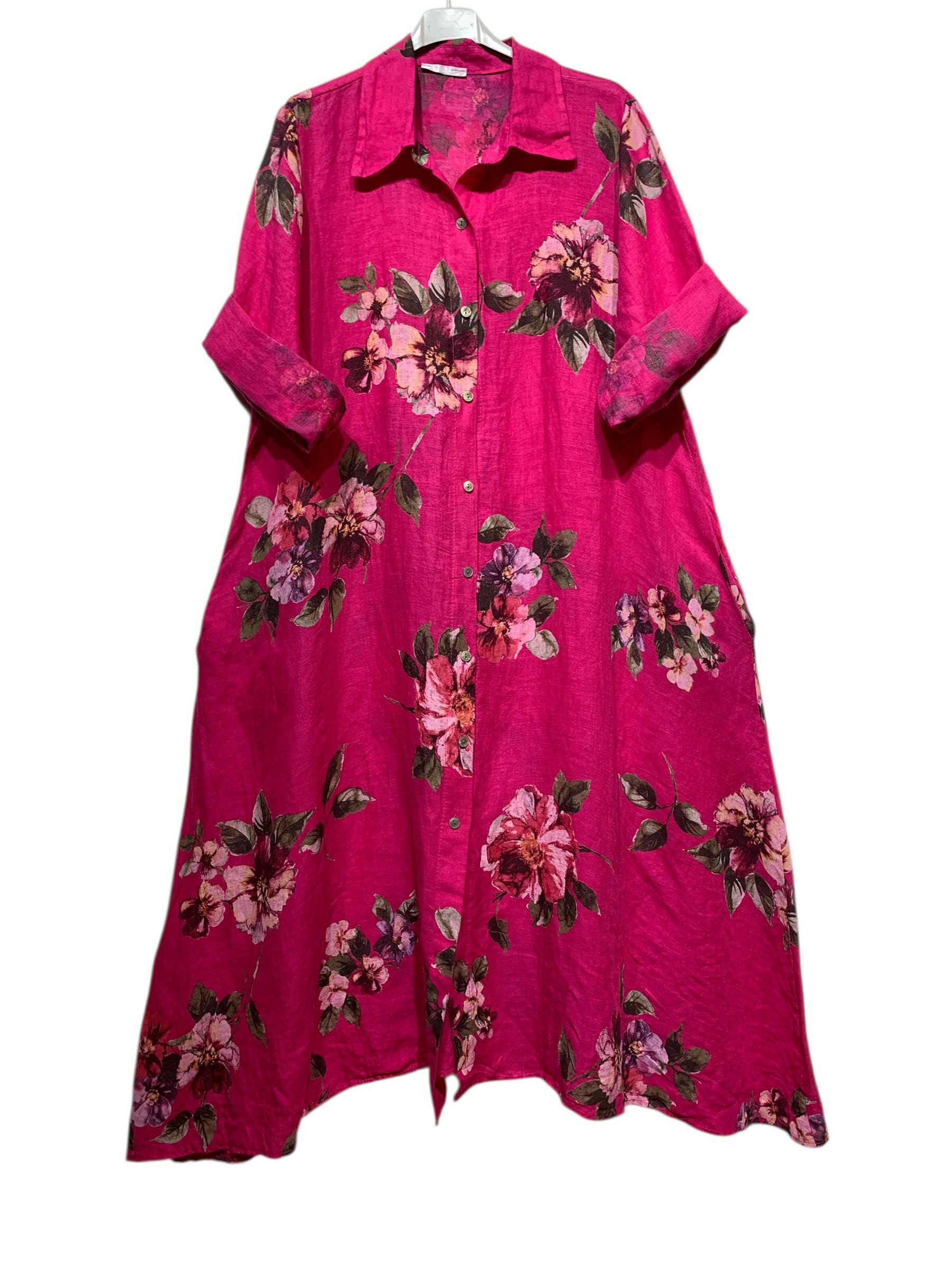 LINEN & COTTON HOUSE - Vente Robe – femme - 8052 E  LONGUE ROBE AVEC POCHES EN LIN  MOTIF 1