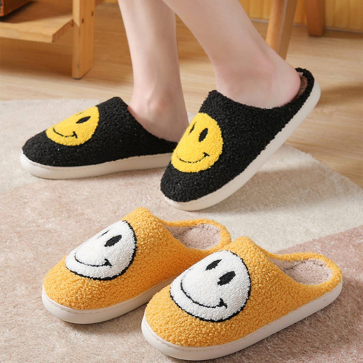 ACCITY - Wholesale Slippers - Women's - Cute Cartoon Smiling Face Fabric Slippers_CWSHS025422