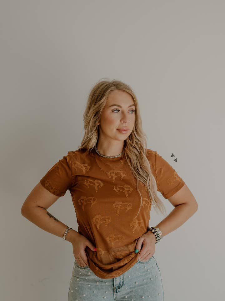 2 Fly Co - Wholesale T-Shirt - Women's - BUCK FIFTY TEE *SADDLE