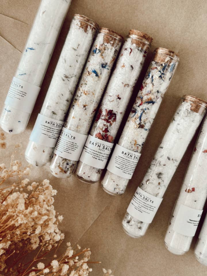 Private label Floral Bath Salt Soak in Test Tubes and other Purchase Wholesale 0 minimum. Free Returns & Net 60 Terms on Faire trending on Faire.