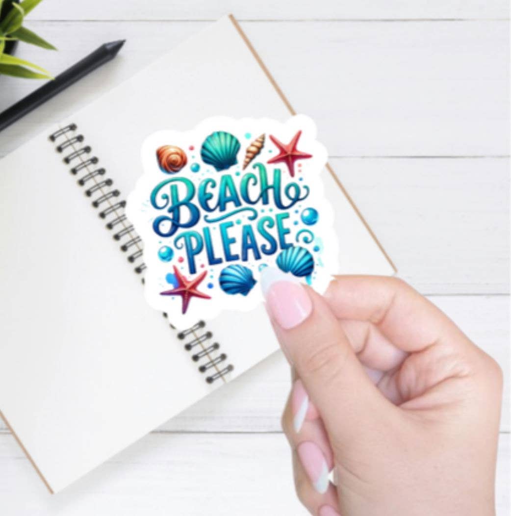 Blu Butterfly Stickers - Wholesale Sticker - Beach Therapy Sticker, Beach Please