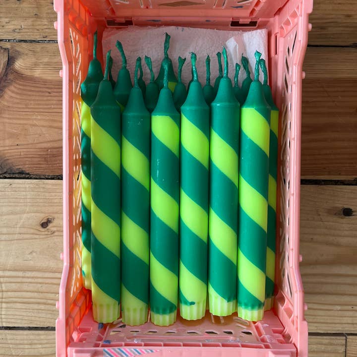 True North Chandlers - Candles - Wholesale Tapered Candle/Candlestick - Lime Green & Forest Green Helter Skelter Candle 0