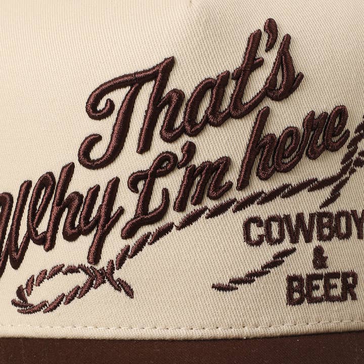 BRN That's Why I'm here Cowboys & Beer Embroidery Two-Tone Cap for wholesale on Faire
