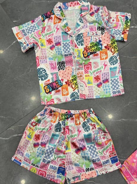 Tweenstyle By Stoopher – wholesale Lounge set – Kids – Tweenstyle by Stoopher - Summer Camp Silky Loungewear Set