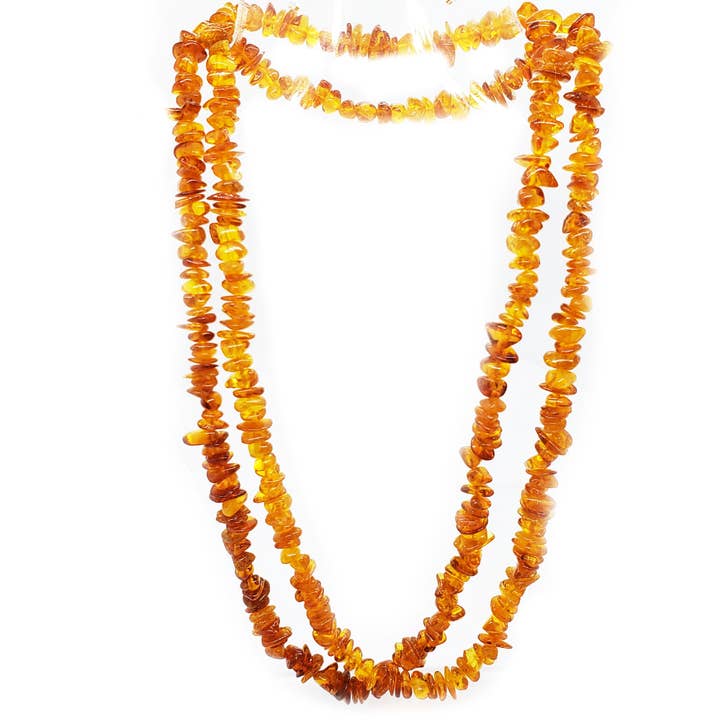 Amberman - Wholesale Beaded/Pearl Necklace - Cognac Amber Chips Necklace 32″