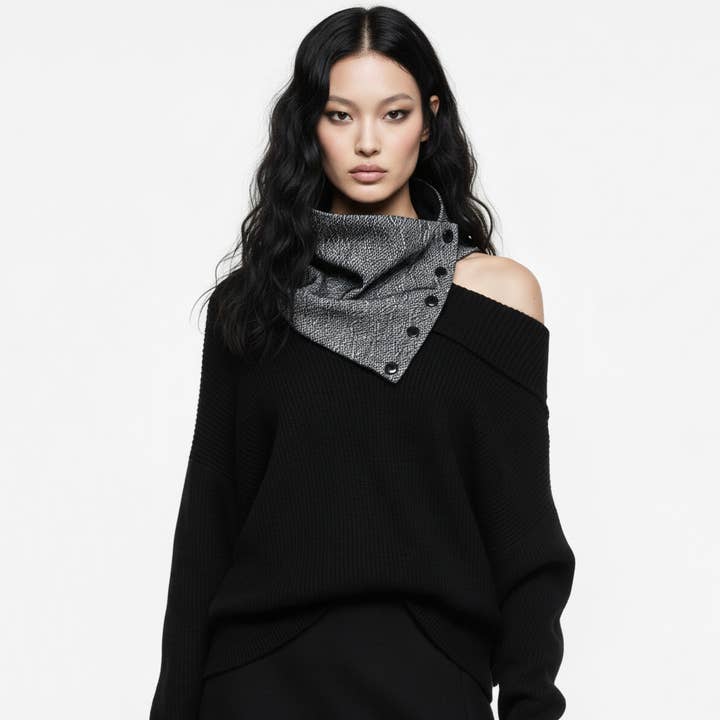 Col Snap Noir et Blanc pour la vente par Sumie Tachibana