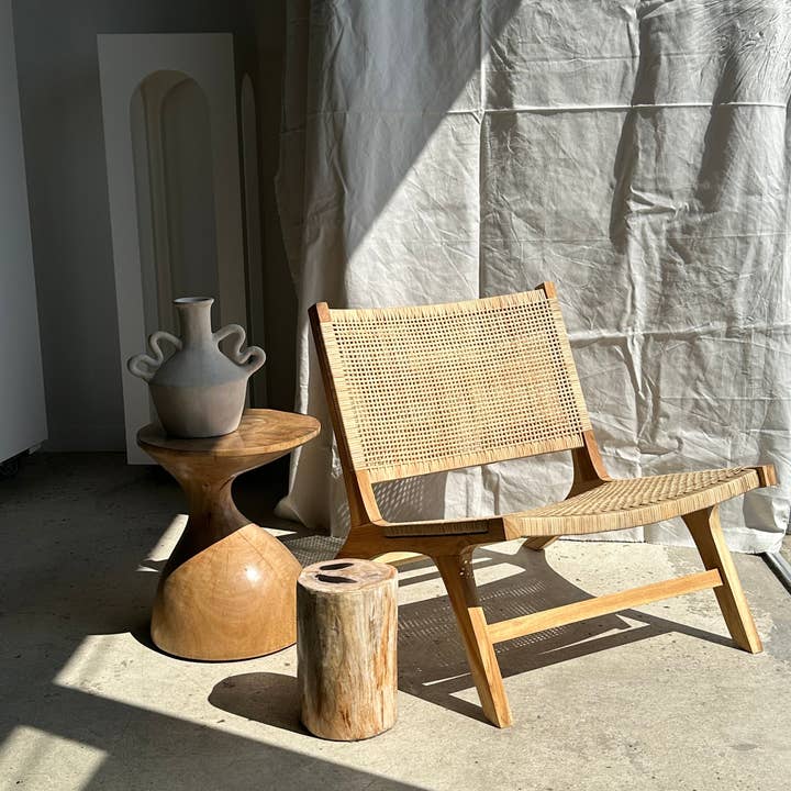 Office Objets - Wholesale Chair - Reclined chair in natural wood and woven rattan75