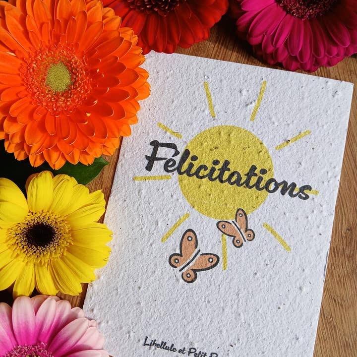 Planteringskort - Ekologiska Blommor - Grattis för wholesale av Libellule et Petit Papillon