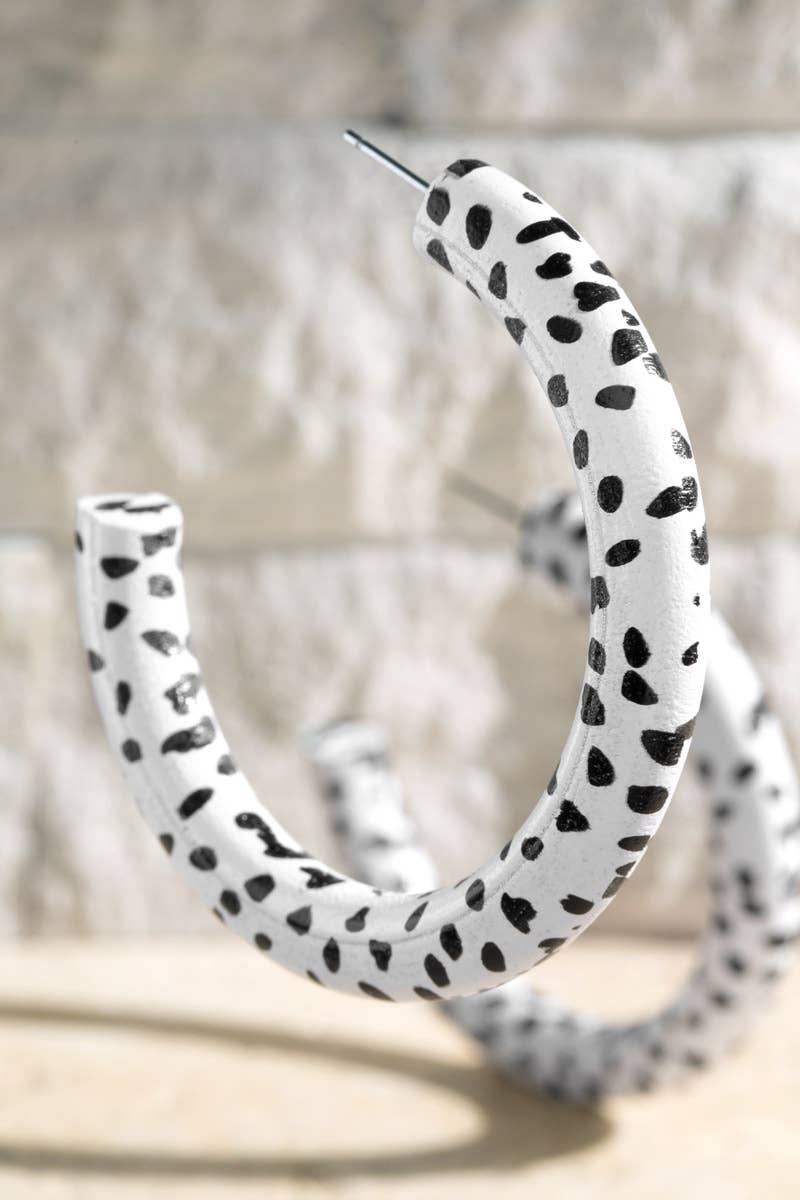 Dalmatian Wood Hoop Earrings for wholesale on Faire2