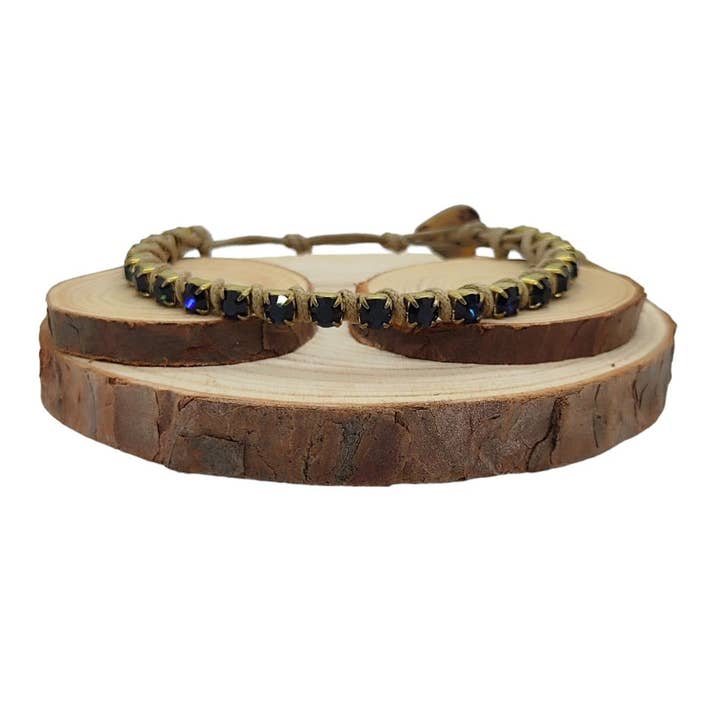 Crystal Chain Bracelets Medium - Dark Indigo for wholesale by QUÉ MÁS JEWELS