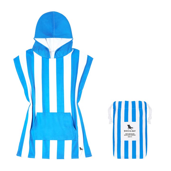 Until Pty Ltd - Wholesale Poncho towel – Child & baby - Dock & Bay Poncho Kids Cabana Collection 100% Recycled Bondi Blue3