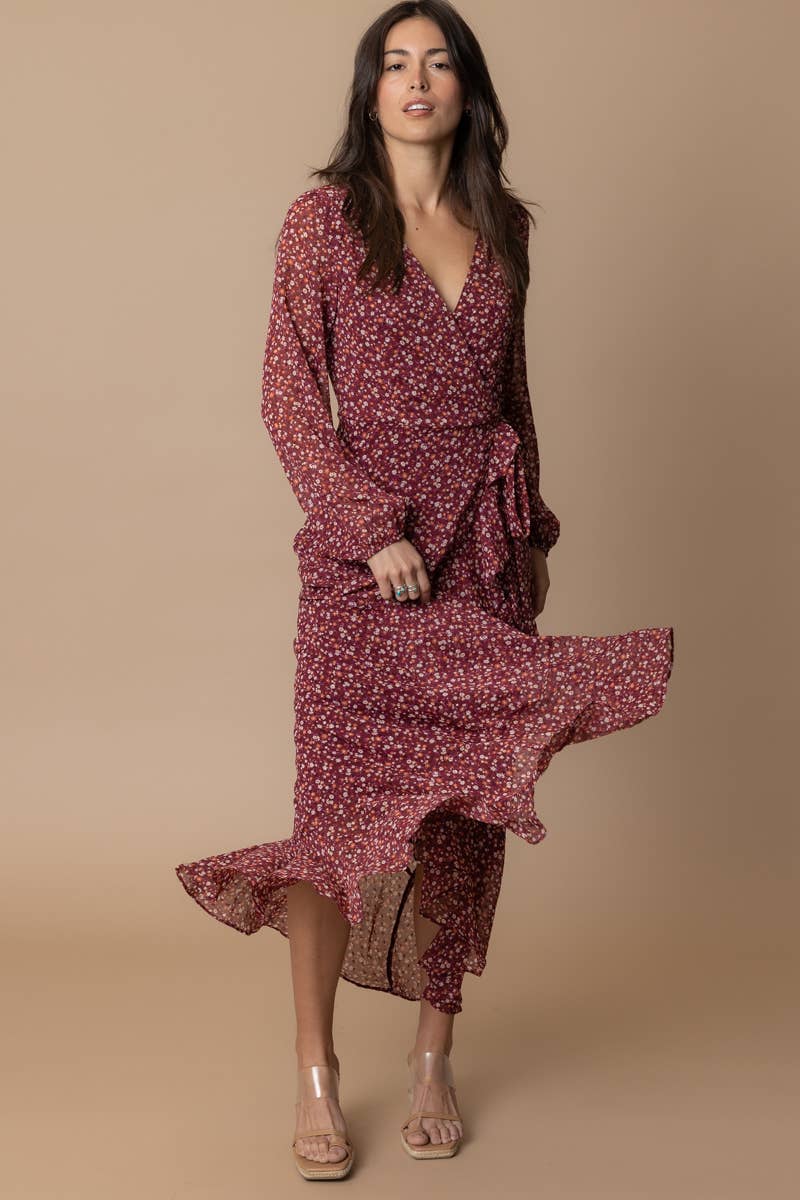 En Crème - Wholesale Dress - Women's - Floral Print Wrap Maxi Dress8