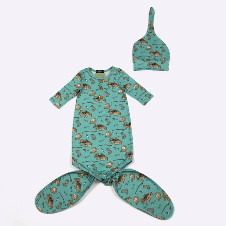 Robe nouée pour bébé de pêche bleu sarcelle pour la vente par Clover Cottage