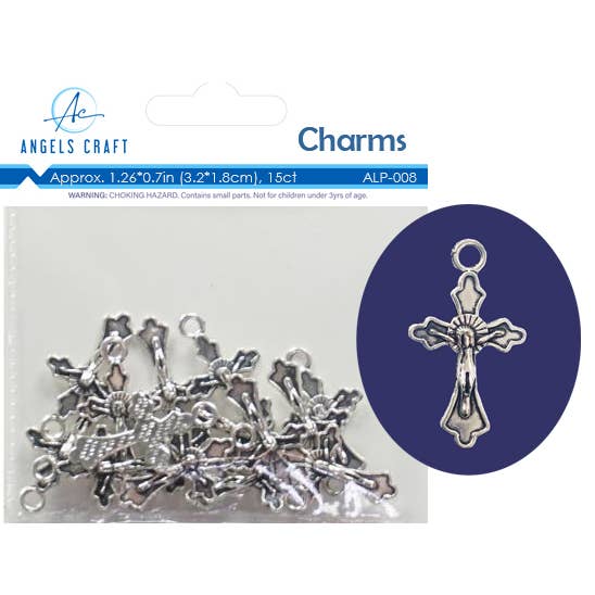 Alloy Pendant Charms 15-ct, Cross for wholesale by Angels Craft