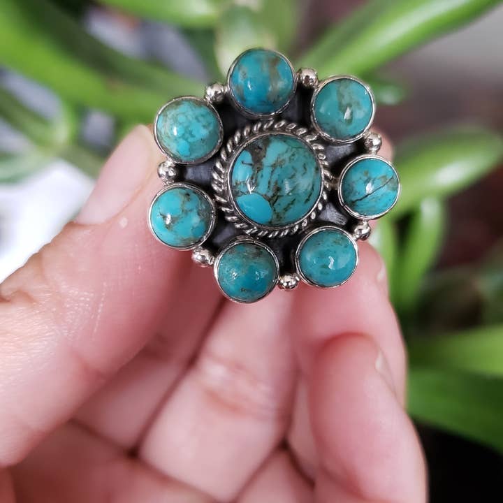 Anello in argento sterling 925 con turchese naturale blu per la vendita all'ingrosso da parte di GTG Gems Corp