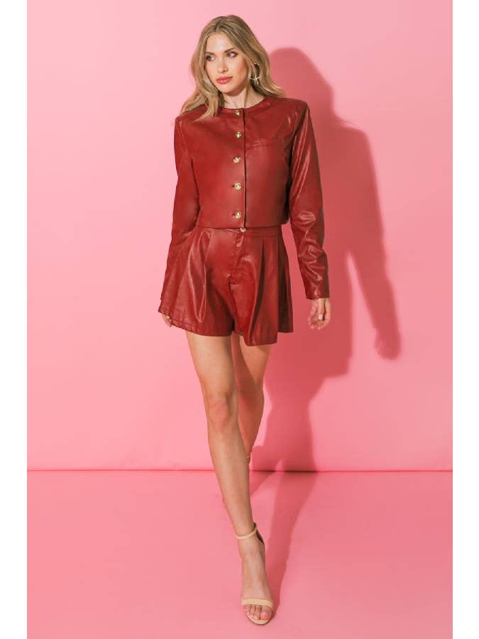 RED A faux leather bolero jacket-IJ10151 for wholesale on Faire