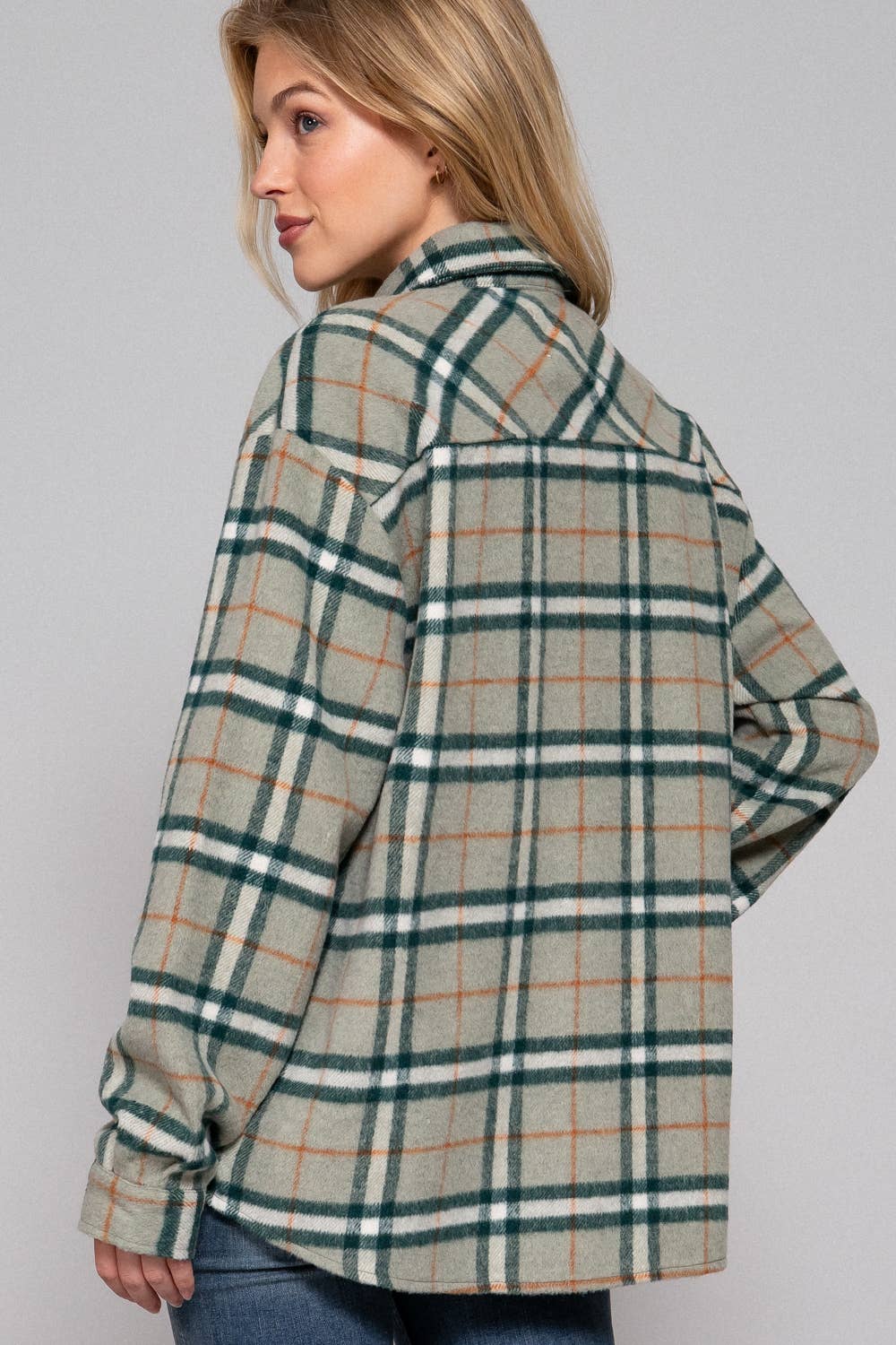 Active Basic | Active USA - Wholesale Shirt Jacket/Shacket - Women's - Long Sleeve Wool Blend Plaid Button Down Casual Jacket 21