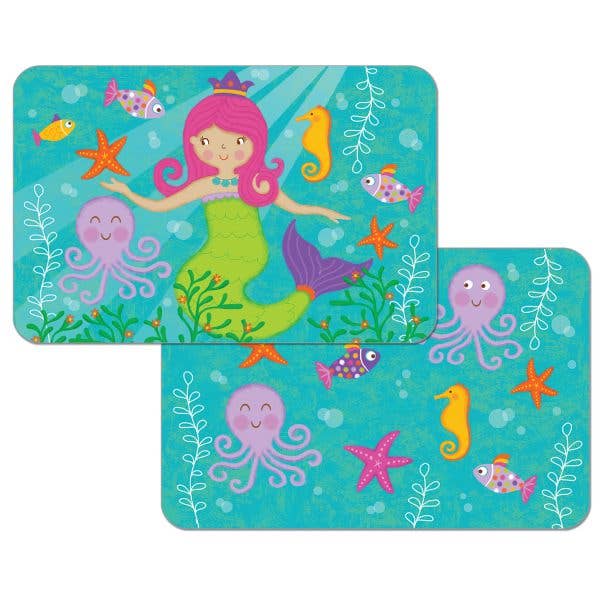 Kids Mermaid Reversible Rectangular Plastic Placemat for wholesale by CounterArt/Highland Home/Thirstystone