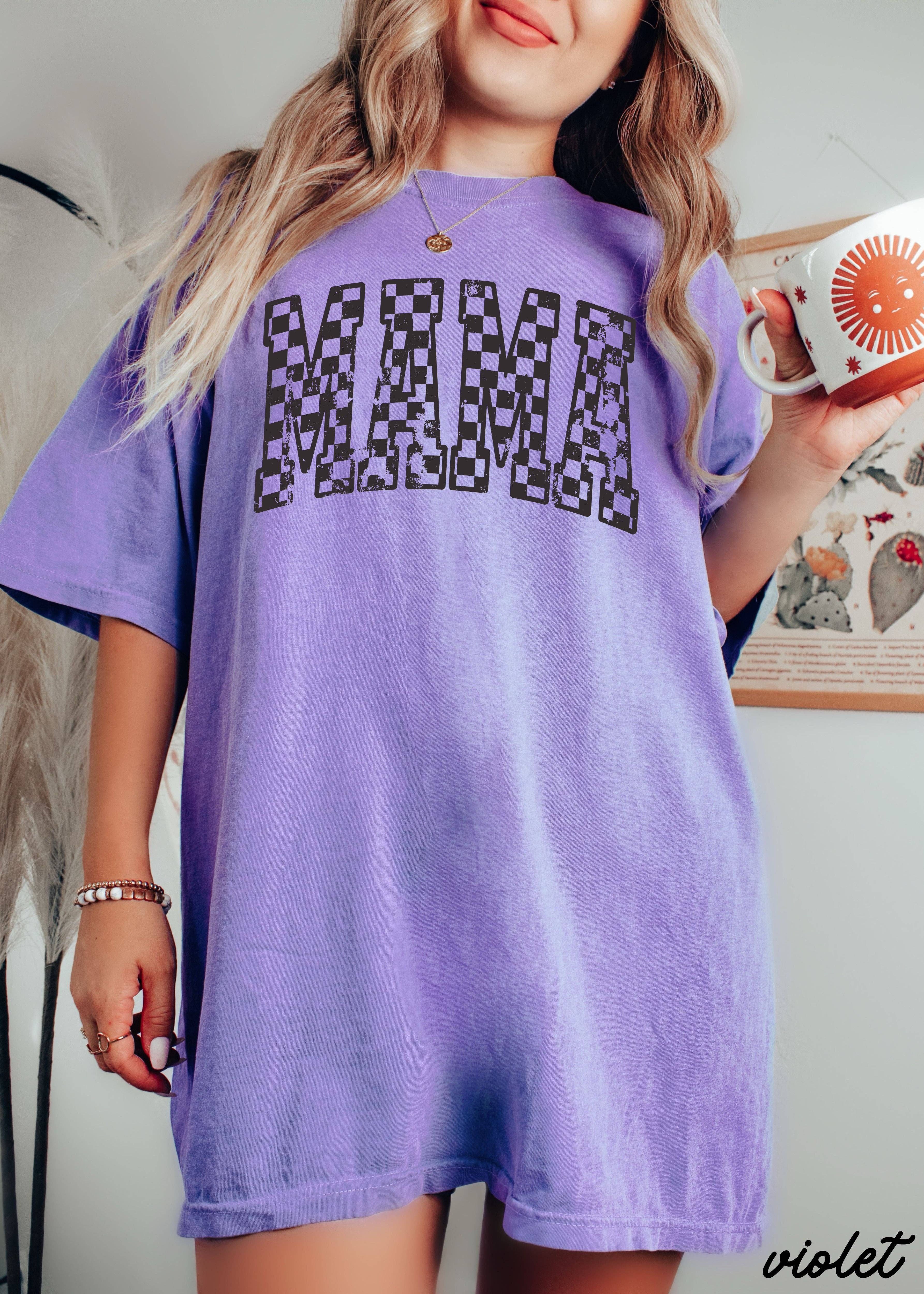 Chloe Vs Tank - Wholesale Screen Printed T-Shirt - Unisex - Mama Outline Checkered Tee *12 Colors (S-3X)15