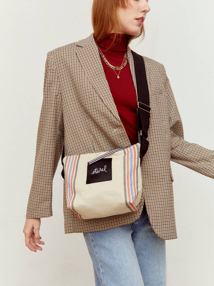 Raw Burgos twill shoulder bag for wholesale by Eturel Madrid