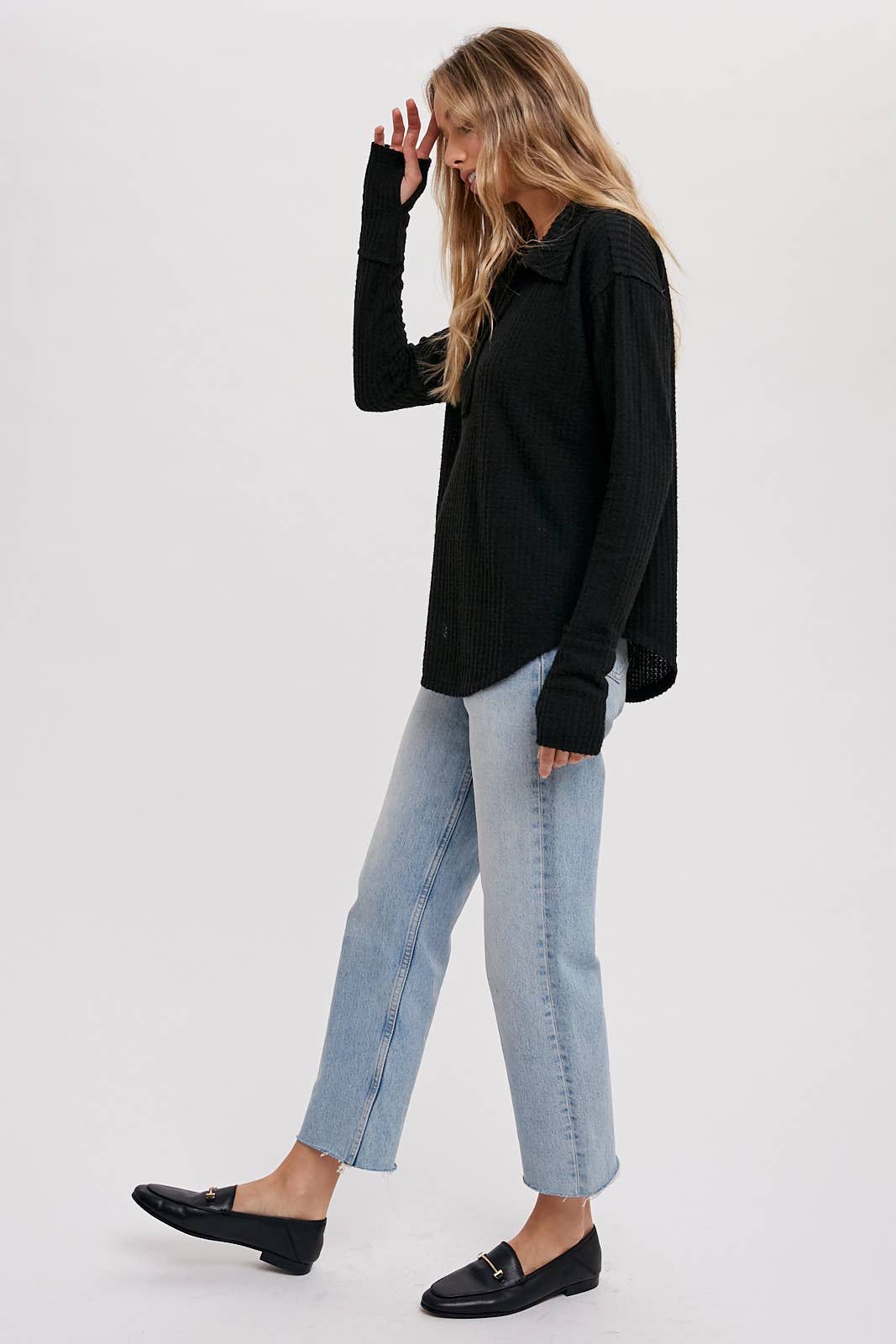 Bluivy - Wholesale Knit Top - Women's - BRUSHED WAFFLE HENLEY TOP37