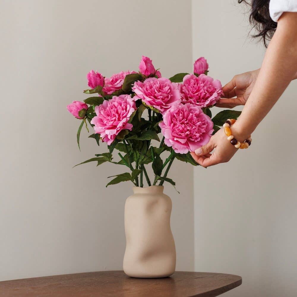 Flowrette - Venta al por mayor Flores artificiales - Peonía rosa oscuro Amaranto verde artificial - alta gama - real touch - Día de la Madre6