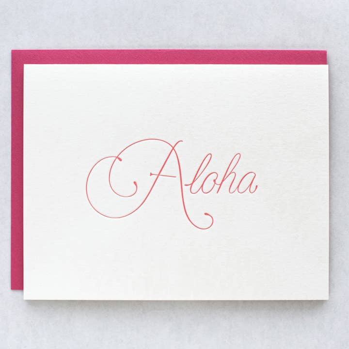 Aloha Script Letterpress Card for wholesale by Cravings Media