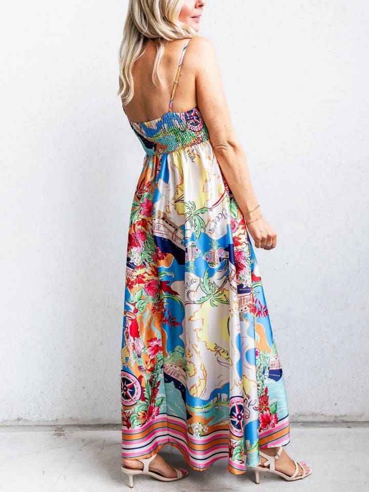 Decor Resort High-Waisted Printed Large Swing Slip Dress for wholesale on Faire
