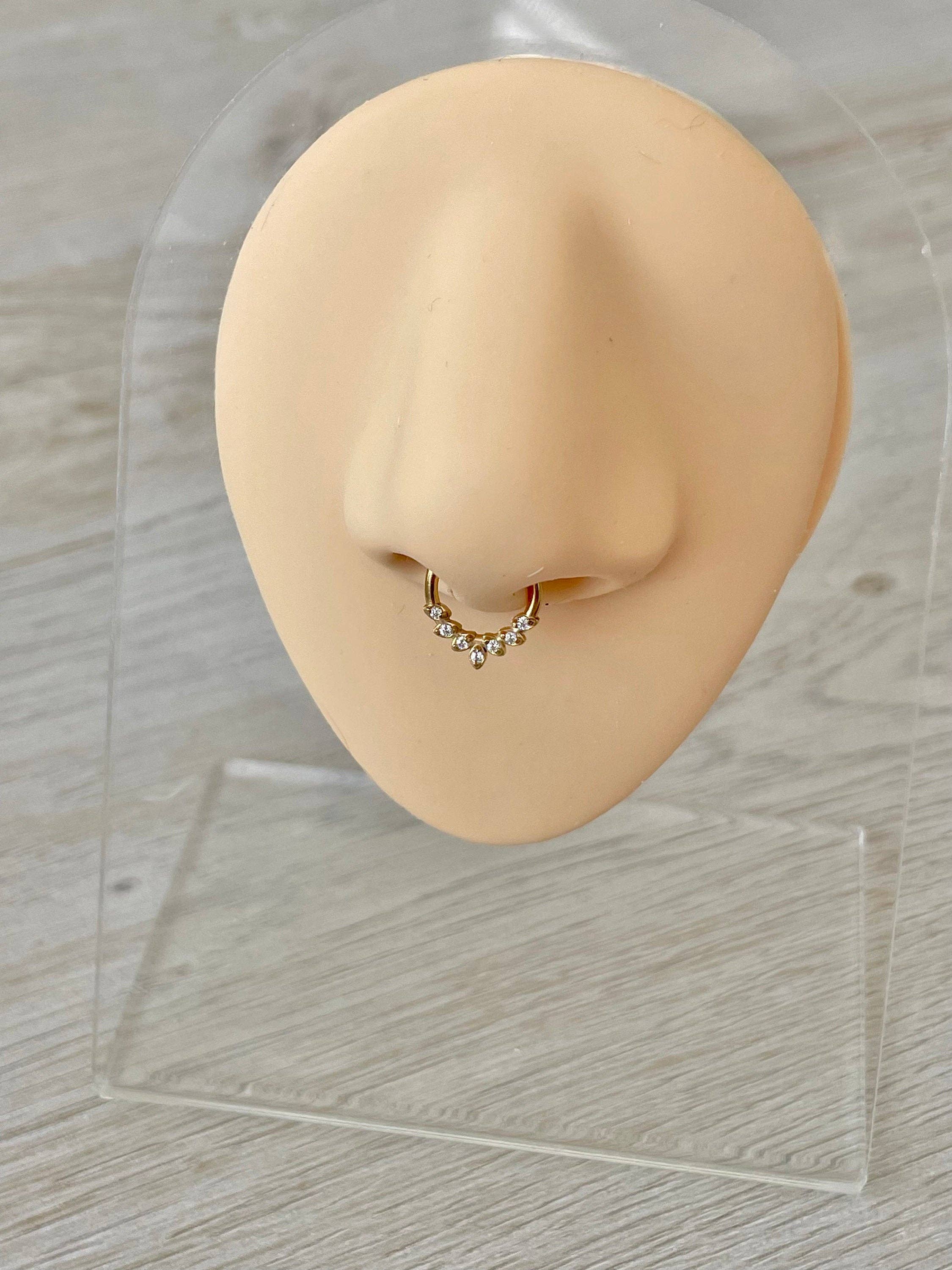 Elara Body Jewelry - Wholesale Nose Ring - Dainty Gold Septum Piercing (16G | 8mm | Surgical Steel | Rose Gold, Gold, Black or Silver)3