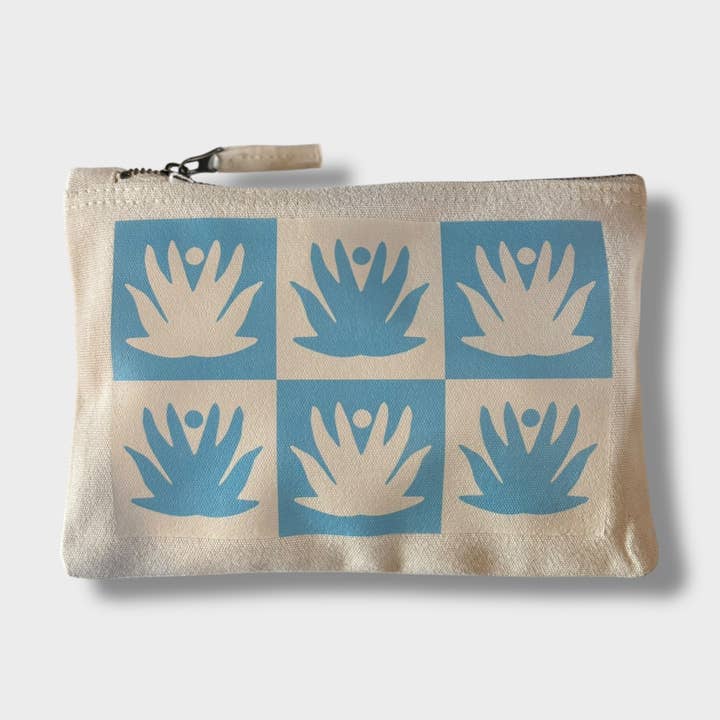 Blue Checkerboard Canvas Pouch for wholesale by Betty Ratbag