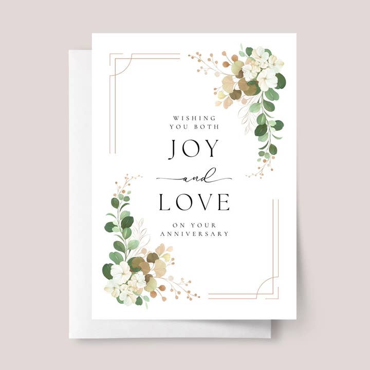 Anniversary Card for Couple: Eucalyptus Design, Message for wholesale by Design Sprinkles