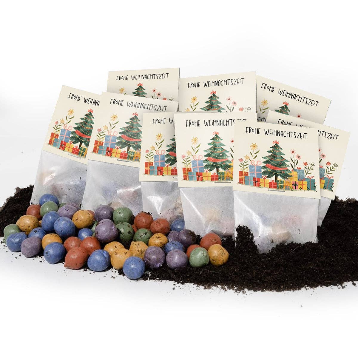 TDJ Stadtgärtner GmbH - Venta al por mayor Decoración navideña - Canicas florales - regalos arbóreos - Feliz Navidad - 5 canicas en bolsa4