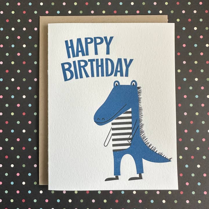 Lucky Bee Press - Wholesale Birthday Card - Happy Birthday Alligator - letterpress card