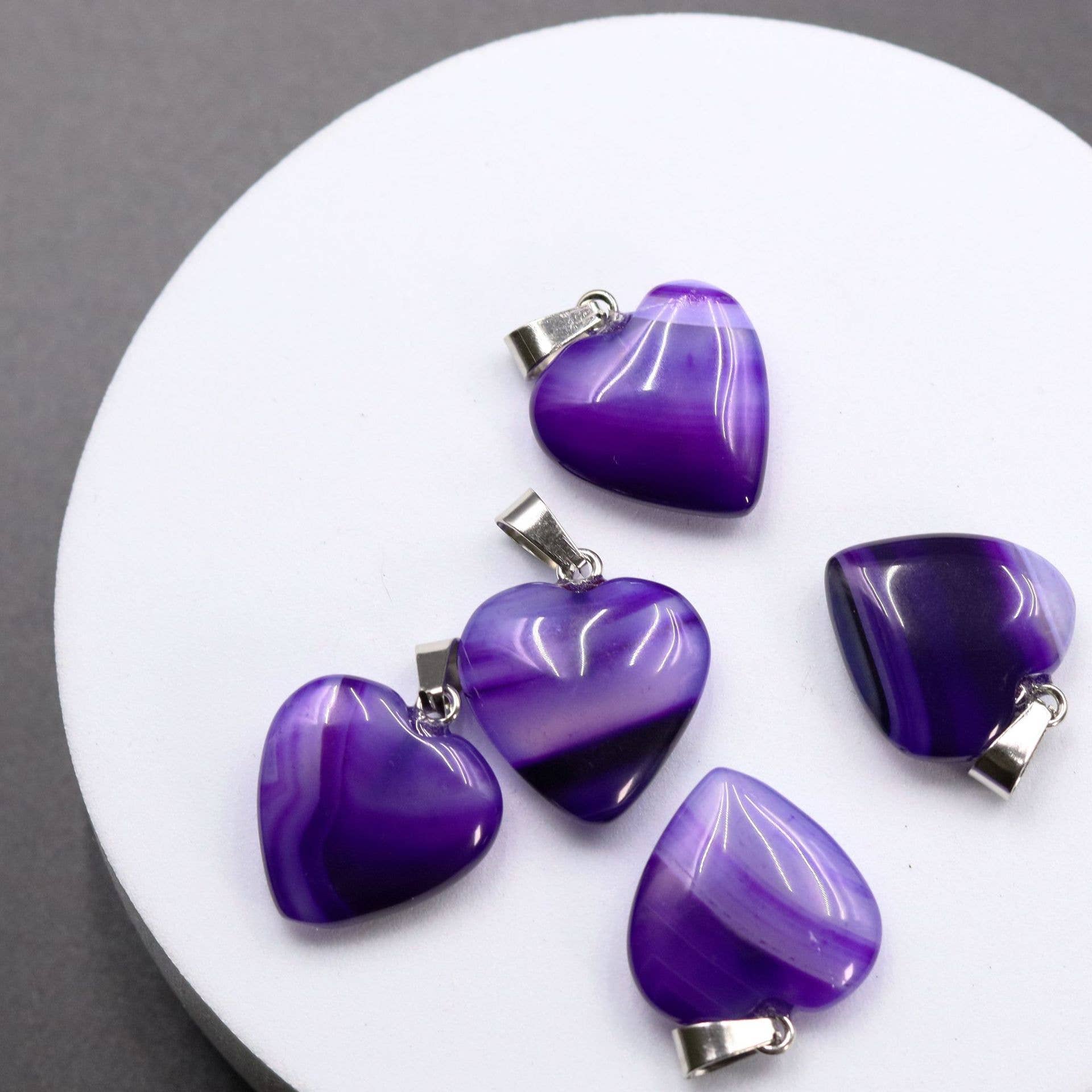 Gemcohub – wholesale Spiritual stone/crystal – Amethyst Pendant Agate Heart Necklace Natural Stone12