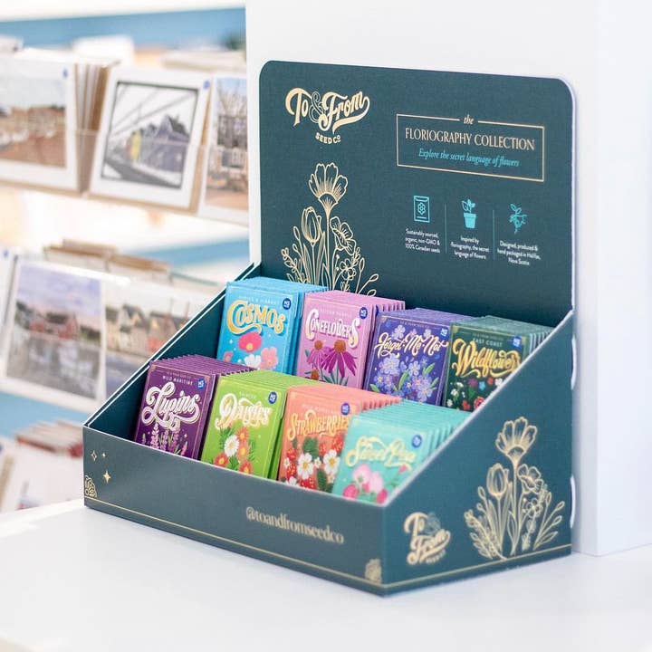 To & From Gift Co. - Wholesale Retailer Display - Home & Living - Floriography Seed Packet Countertop Display (FULL)