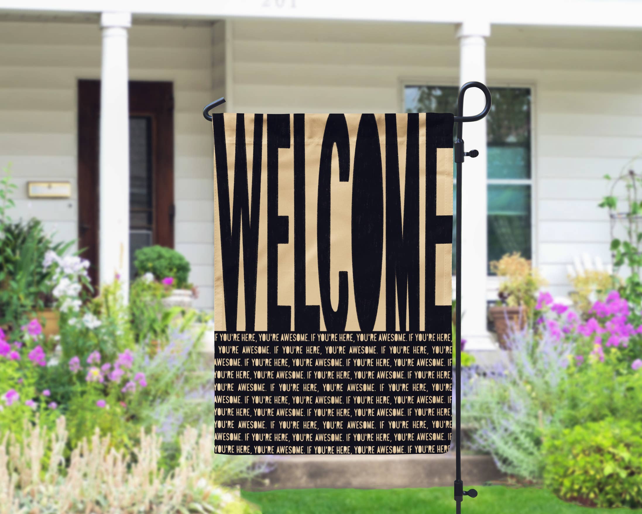 Declaration HOME - Wholesale Flag - Welcome! Black Garden and House Flag - Double Sided8