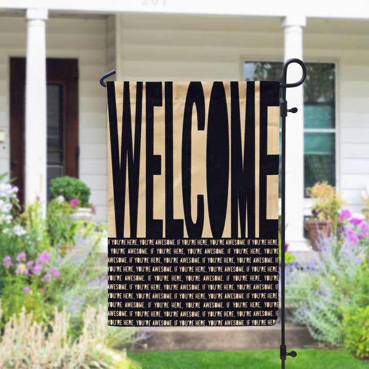 Declaration HOME - Wholesale Flag - Welcome! Black Garden and House Flag - Double Sided8