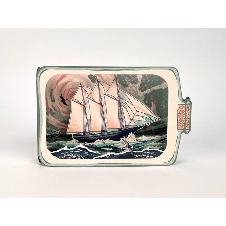 Schooner in a Bottle 3D Card - Tom Jay for wholesale by Art Angels