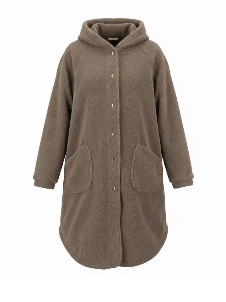 Tula ¾ Casaco Teddy com Capuz – Casaco de Comprimento Médio com Fecho de Pressão Pedra por atacado de PRIV Collections