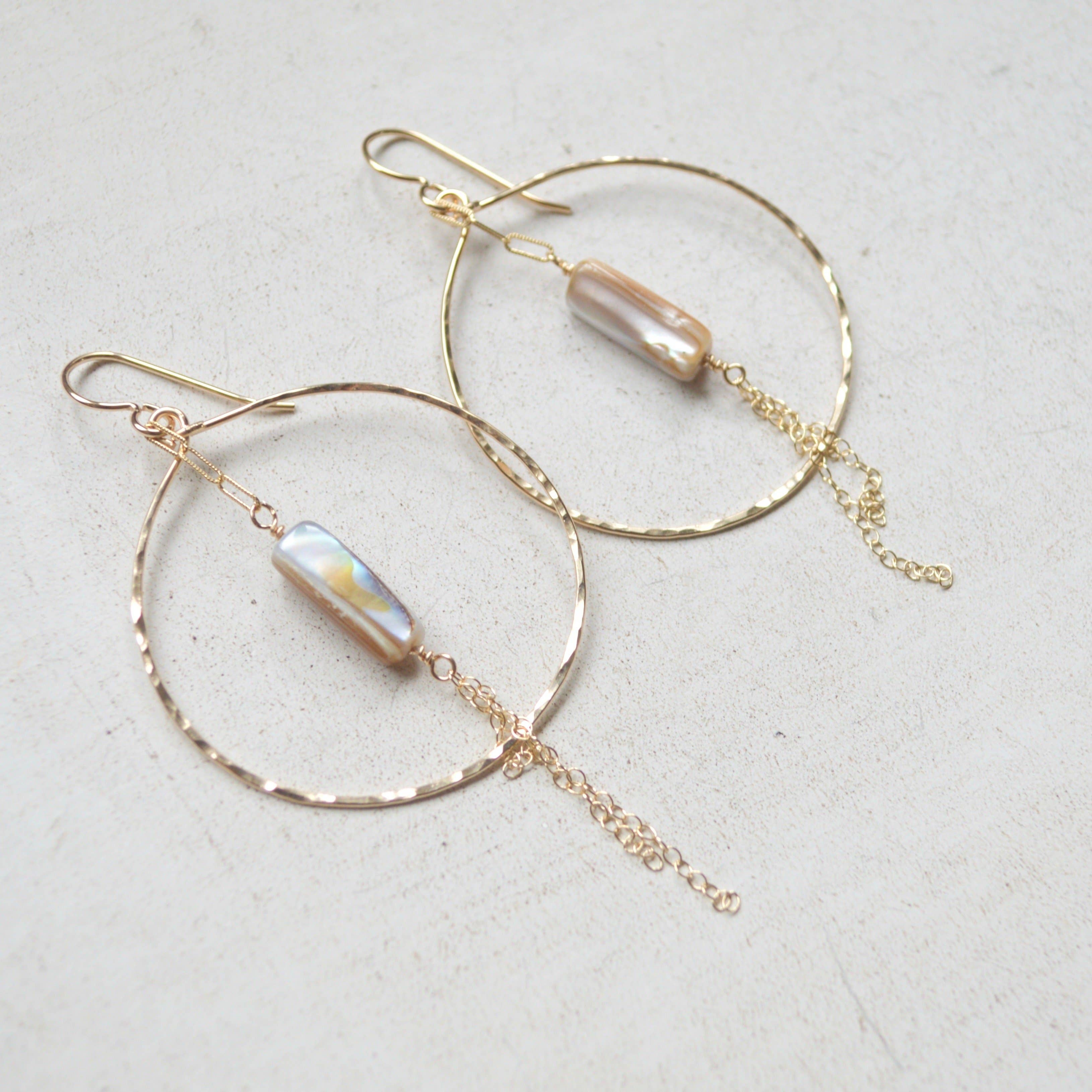 Salty But Sweet - Wholesale Dangle Earrings - Mother of Pearl Hoop Earrings3