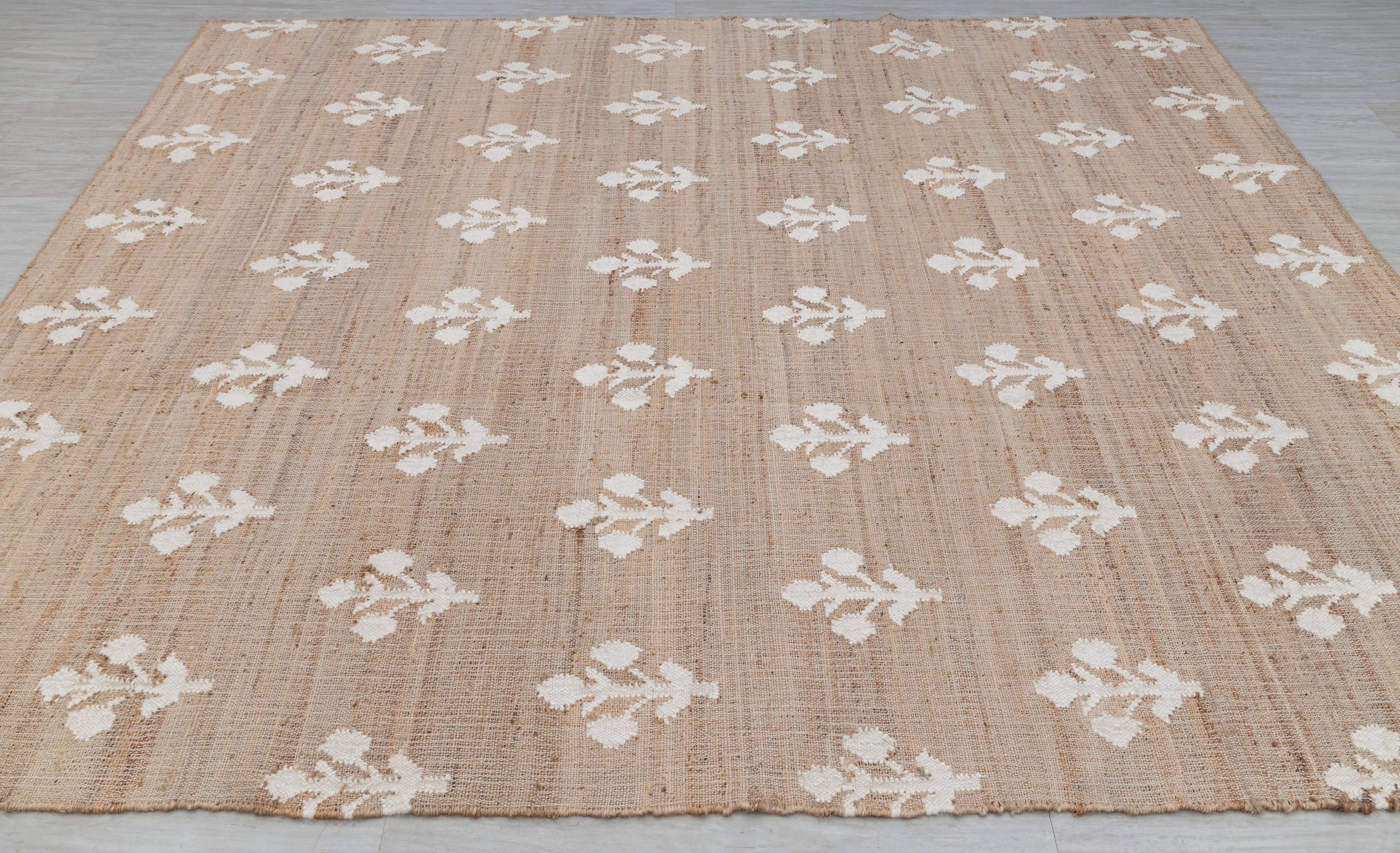 Aesthetic Homes LLC - Wholesale Area rug - Hand Woven Ivory Flower Jute Wool Boho Moroccan Rug TN-867